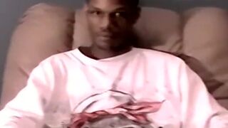 Black young amateur strokes his huge cock while cam recorded - 2 image