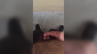 Flabby Bellied Dad Goes Outside and Jerks His Little Cock - 1 image