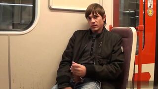 Cute teen jacking off in the subway