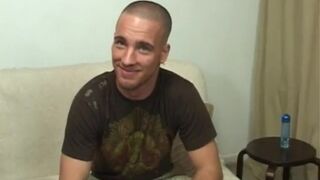 Handsome straight men gay Justin laid on his back, and Justin took that jizz-shotgun in - 1 image