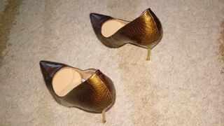 Worn Koton metal heel stilettos fucked to fill cum