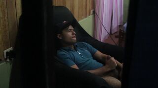 I spy my step bro from the window masturbating in home