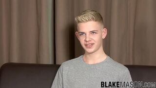 Twink blond Alex Silvers interview and masturbation cumshot - 3 image