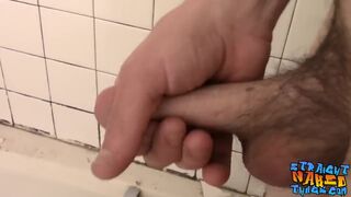 Naughty plumber playing with his cock and making it rain - 5 image