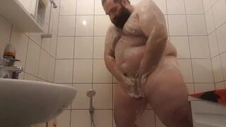 fat german gay faggot showering hairy body - 3 image
