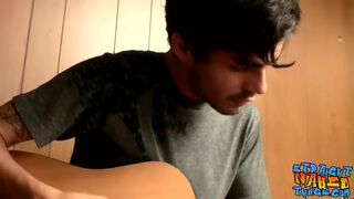 Straight musician has a guitar solo before masturbating