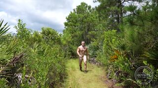 Military Muscle Man gives himself a Pearl Necklace in the Woods - 2 image