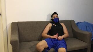 Post-workout Jerk-off: Slowmo Cum in Tights and Football Socks