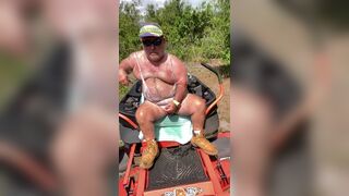 Golden Shower After Mowing with Lots Of Cum