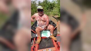 Golden Shower After Mowing with Lots Of Cum