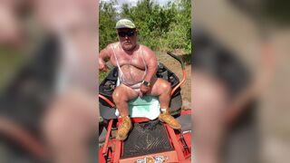 Golden Shower After Mowing with Lots Of Cum