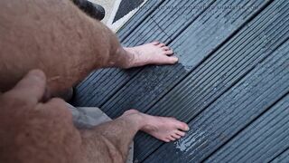 My ginger cock pissing on my bare feet on the deck before my daily wank session - 8 image
