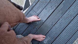 My ginger cock pissing on my bare feet on the deck before my daily wank session - 9 image