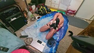 diapered hogtie on floor