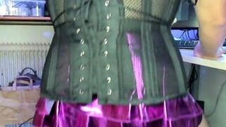 CD Slut in shiny Pink Skirt an Corrset stretches an Gapes his anal pussy to the maximum with huge buttplugs - 15 image