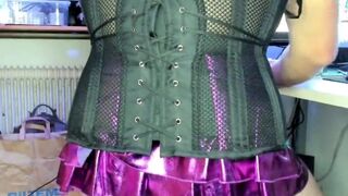 CD Slut in shiny Pink Skirt an Corrset stretches an Gapes his anal pussy to the maximum with huge buttplugs - 9 image