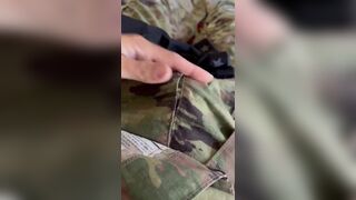 Just an Army Soldier Rubbing His Cock Through His Ocps Military Uniform - 10 image
