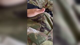 Just an Army Soldier Rubbing His Cock Through His Ocps Military Uniform - 12 image