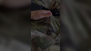 Just an Army Soldier Rubbing His Cock Through His Ocps Military Uniform - 14 image