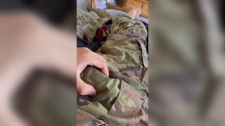 Just an Army Soldier Rubbing His Cock Through His Ocps Military Uniform - 2 image