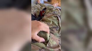 Just an Army Soldier Rubbing His Cock Through His Ocps Military Uniform - 3 image