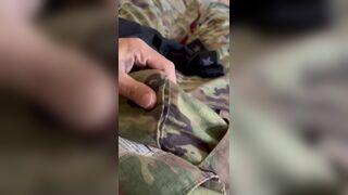 Just an Army Soldier Rubbing His Cock Through His Ocps Military Uniform - 9 image