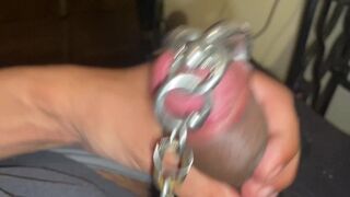 Longest chained Pierced cock ever Masturbation Part I - 5 image