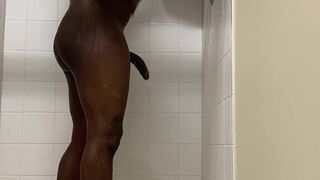 Black man in public gym showers - 12 image
