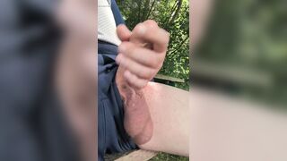 Wanking on a Picnic Table in the Park