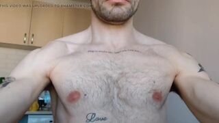 Close-up nipples and armpit of hairy daddy - 9 image