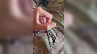 Army specialist jerks off in uniform and leaks precum in his undies - 13 image