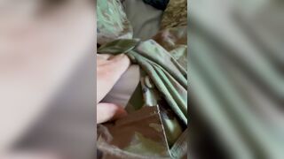 Soldier jerks his hard cock in uniform dripping precum with hot cum shot - 2 image