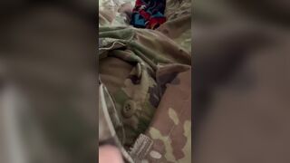 US army soldier jerking his hard cock wearing his OCP uniform - 10 image