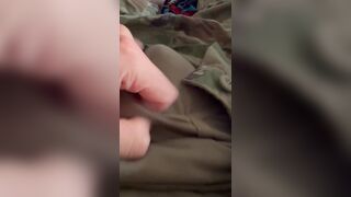 US army soldier jerking his hard cock wearing his OCP uniform