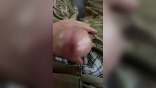 US army soldier jerking his hard cock wearing his OCP uniform - 12 image