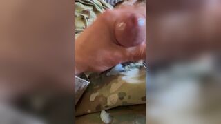 Shooting a hot load of creamy soldier cum all over my army pants - 10 image