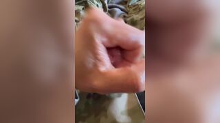 Shooting a hot load of creamy soldier cum all over my army pants - 9 image