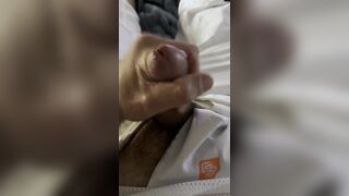 Horny soldier in football uniform jerks off with second load in a row!