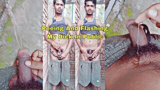 Indian sexy boy flashing his big cock in the public and after that he's peeing in the outside - 1 image