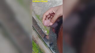 Indian sexy boy flashing his big cock in the public and after that he's peeing in the outside - 10 image
