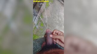 Indian sexy boy flashing his big cock in the public and after that he's peeing in the outside - 13 image