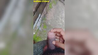 Indian sexy boy flashing his big cock in the public and after that he's peeing in the outside - 15 image