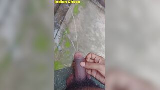 Indian sexy boy flashing his big cock in the public and after that he's peeing in the outside - 2 image