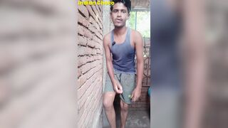 Indian sexy boy flashing his big cock in the public and after that he's peeing in the outside - 6 image