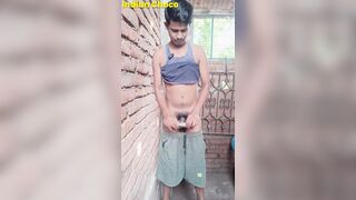 Indian sexy boy flashing his big cock in the public and after that he's peeing in the outside - 9 image