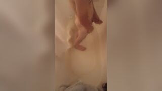 Straight guy jerking off in the shower. Cumshot at end - 5 image