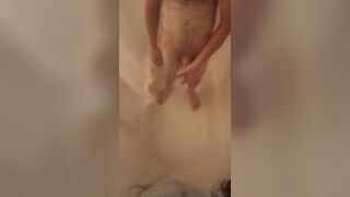 Straight guy jerking off in the shower. Cumshot at end - 8 image