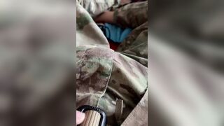 Jerking off and being horny in my army uniform - shooting a nice hot creamy load!