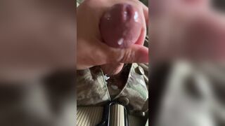 Jerking off and being horny in my army uniform - shooting a nice hot creamy load!