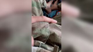 Jerking off and being horny in my army uniform - shooting a nice hot creamy load!